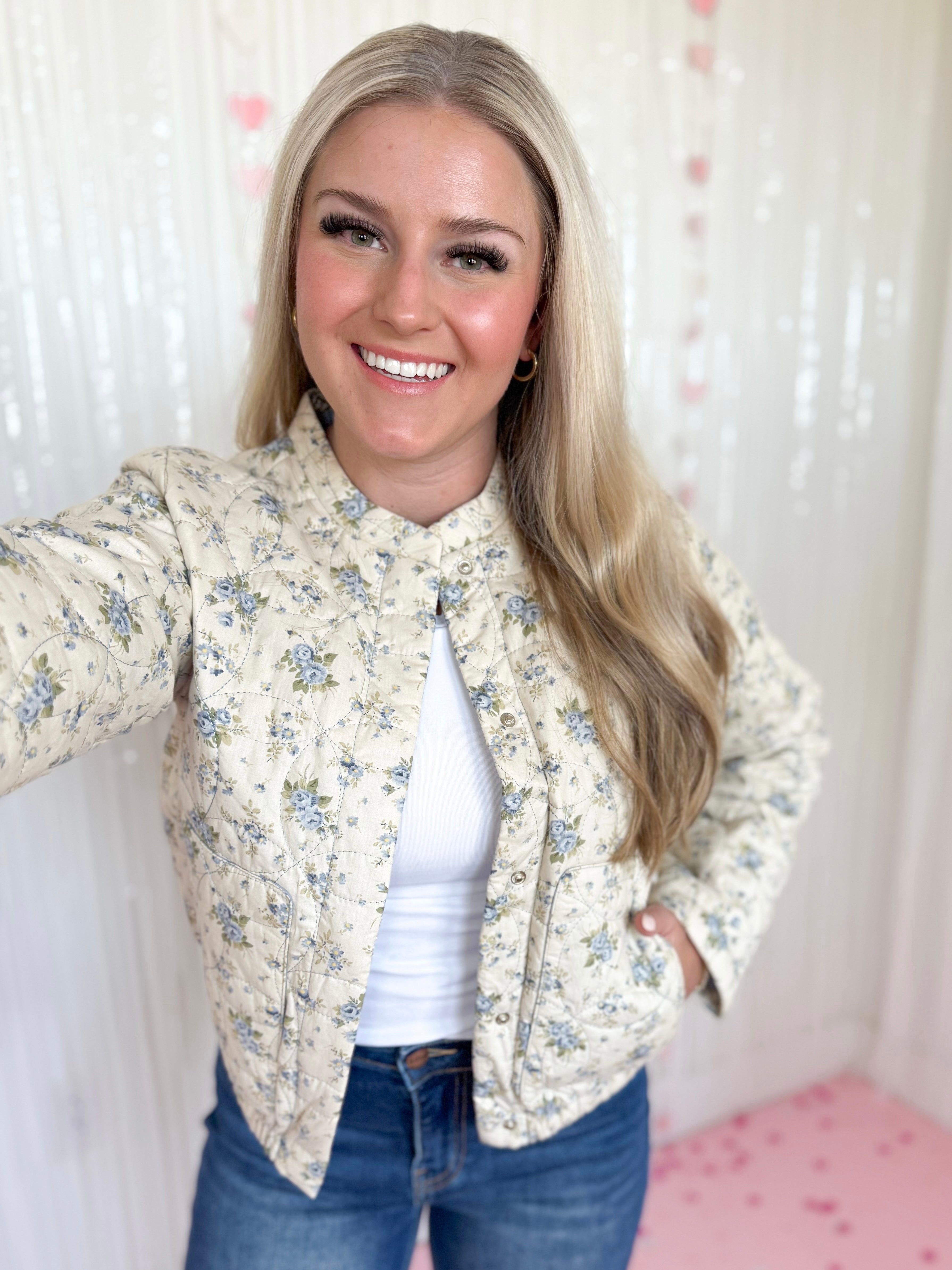 Judson Quilted Floral Button Down Jacket *FINAL SALE* - Be You Boutique