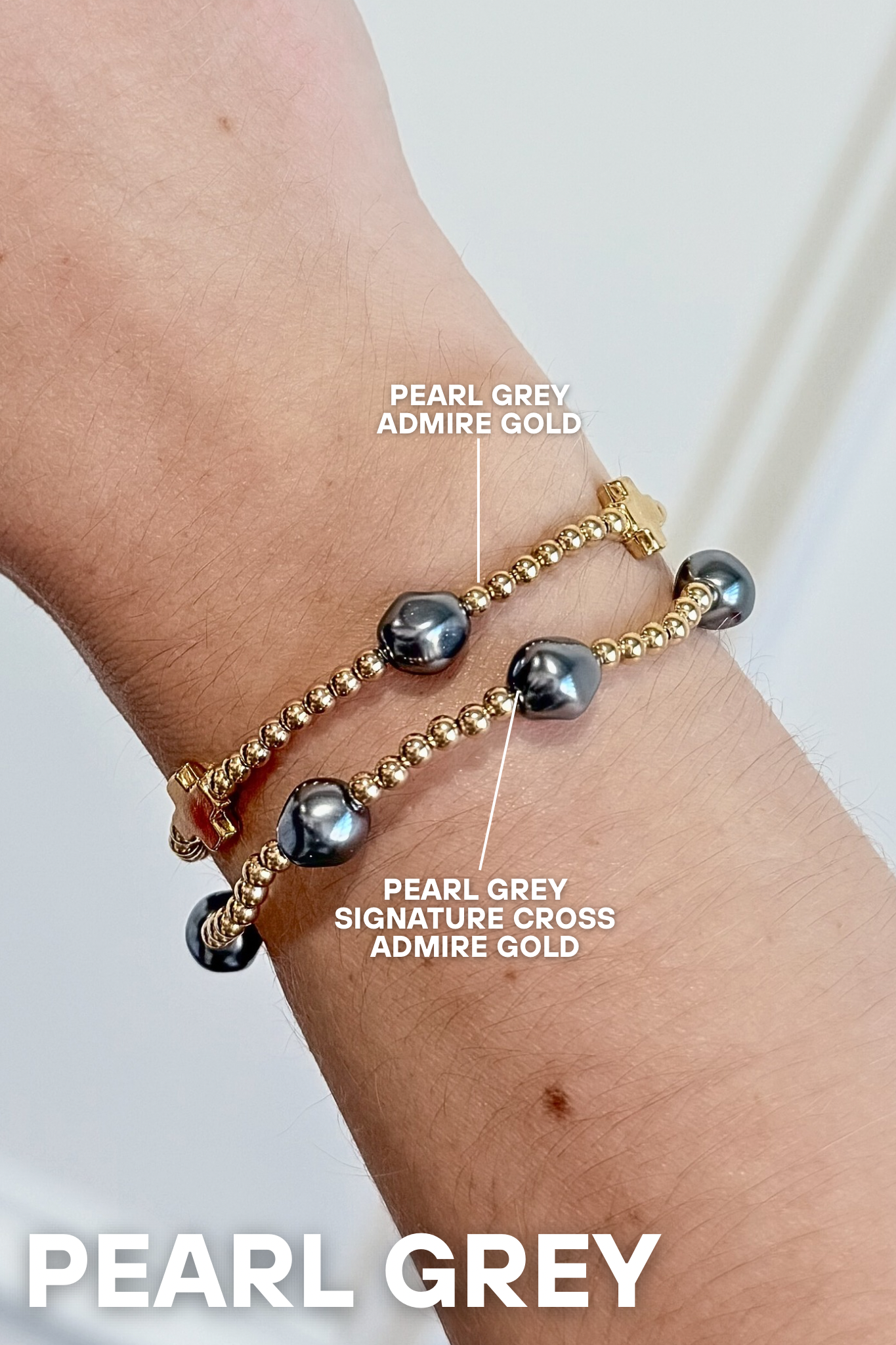 Enewton Pearl Grey Signature Cross Admire Gold Pattern 3mm Bracelet - Be You Boutique