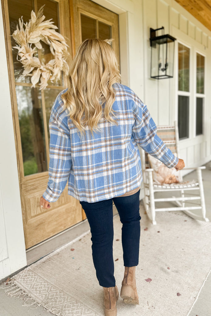 Adrian Long Sleeve Button Down Shacket Jacket Top - Be You Boutique