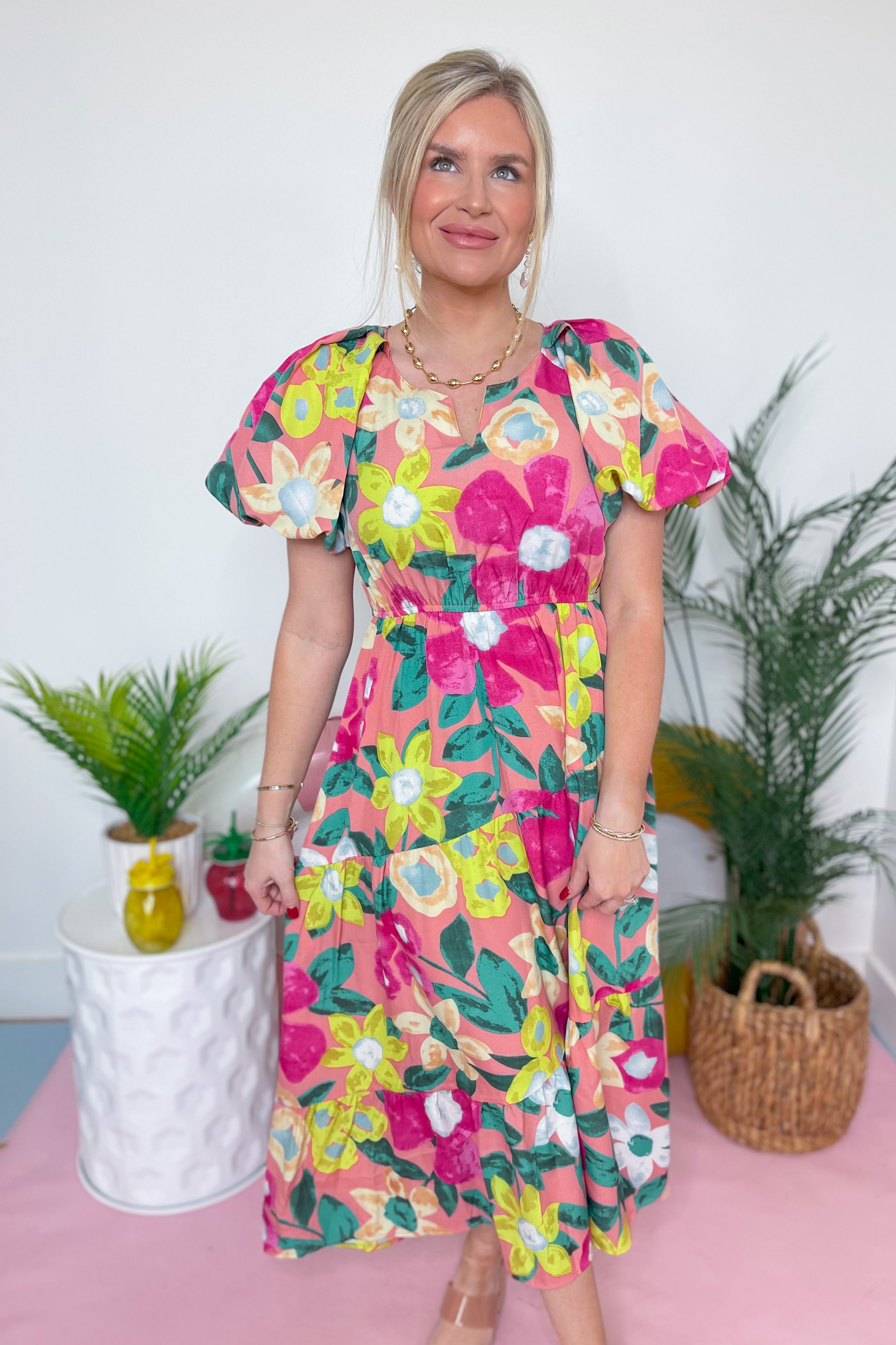 Candace Floral Print Midi Dress - Be You Boutique