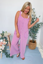 Ollie Thermal Knit Mineral Washed Jumpsuit - Be You Boutique
