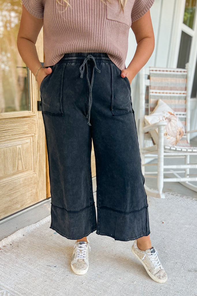 Luka Washed Wide Leg Crop Pants - Be You Boutique
