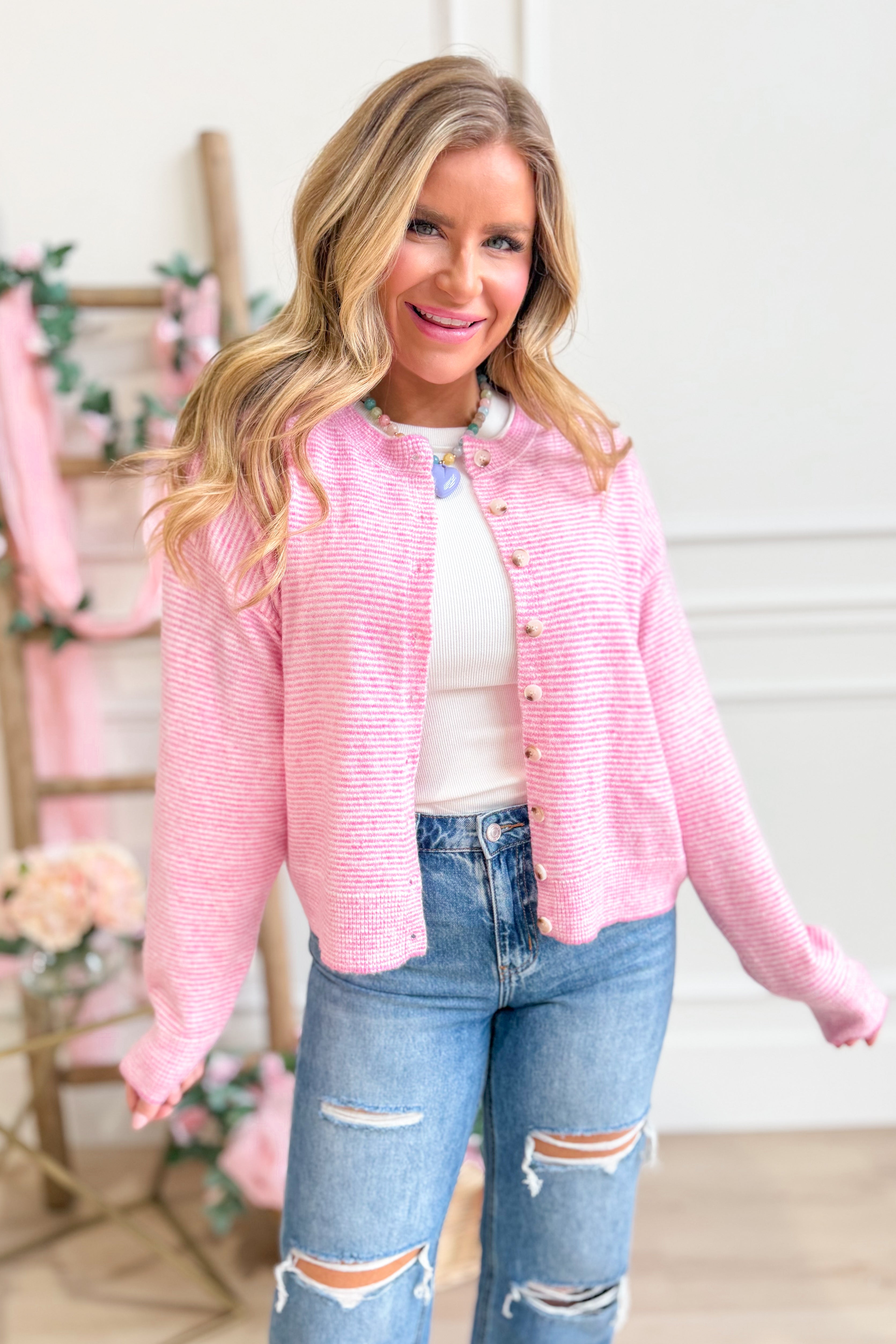 Jameson Striped Button Up Cardigan - Be You Boutique