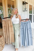 Mateo Mineral Washed Wide Leg Cargo Pants - Be You Boutique
