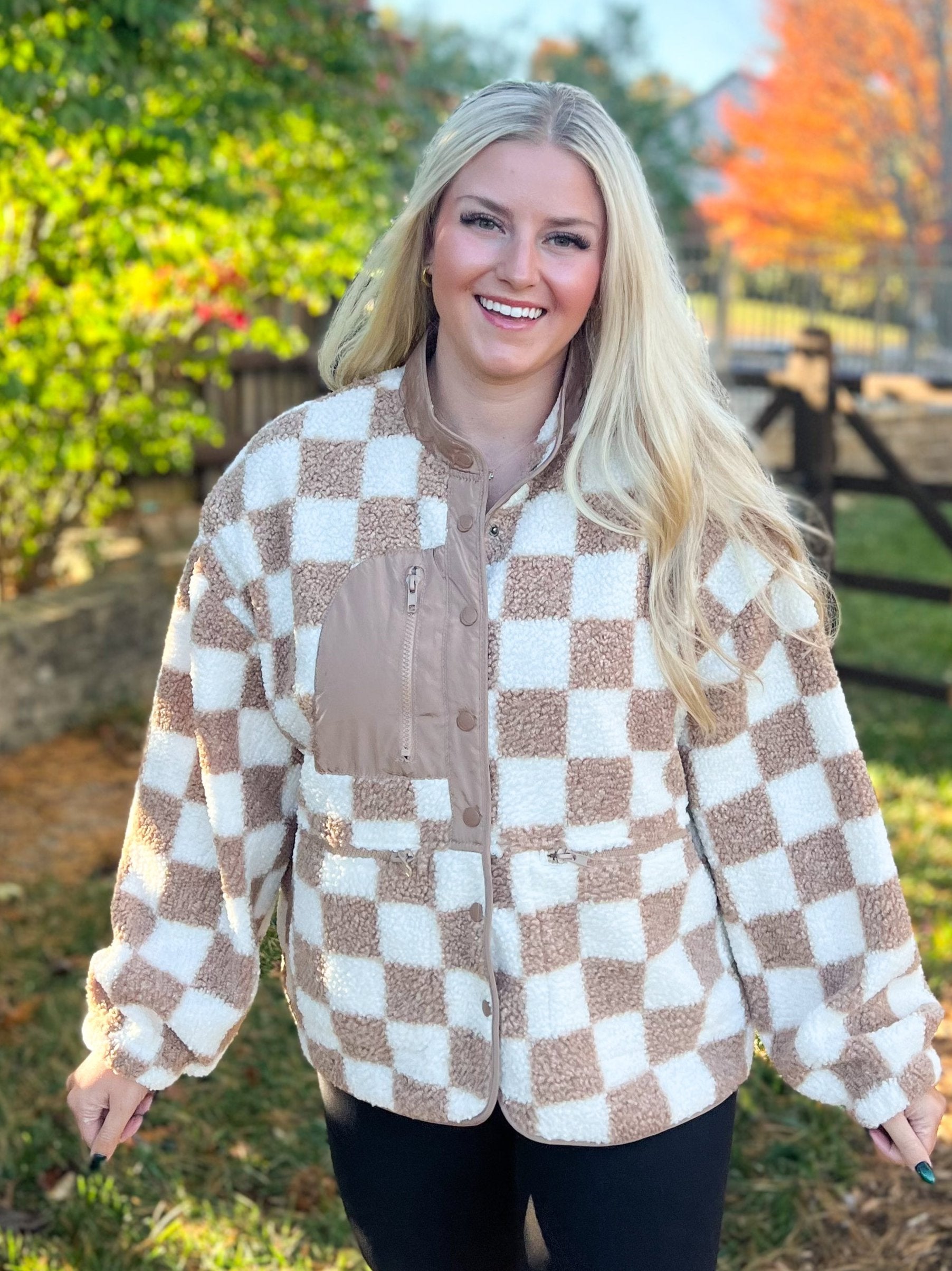 Janet Collared Snap Button Long Sleeve Fleece Jacket - Be You Boutique