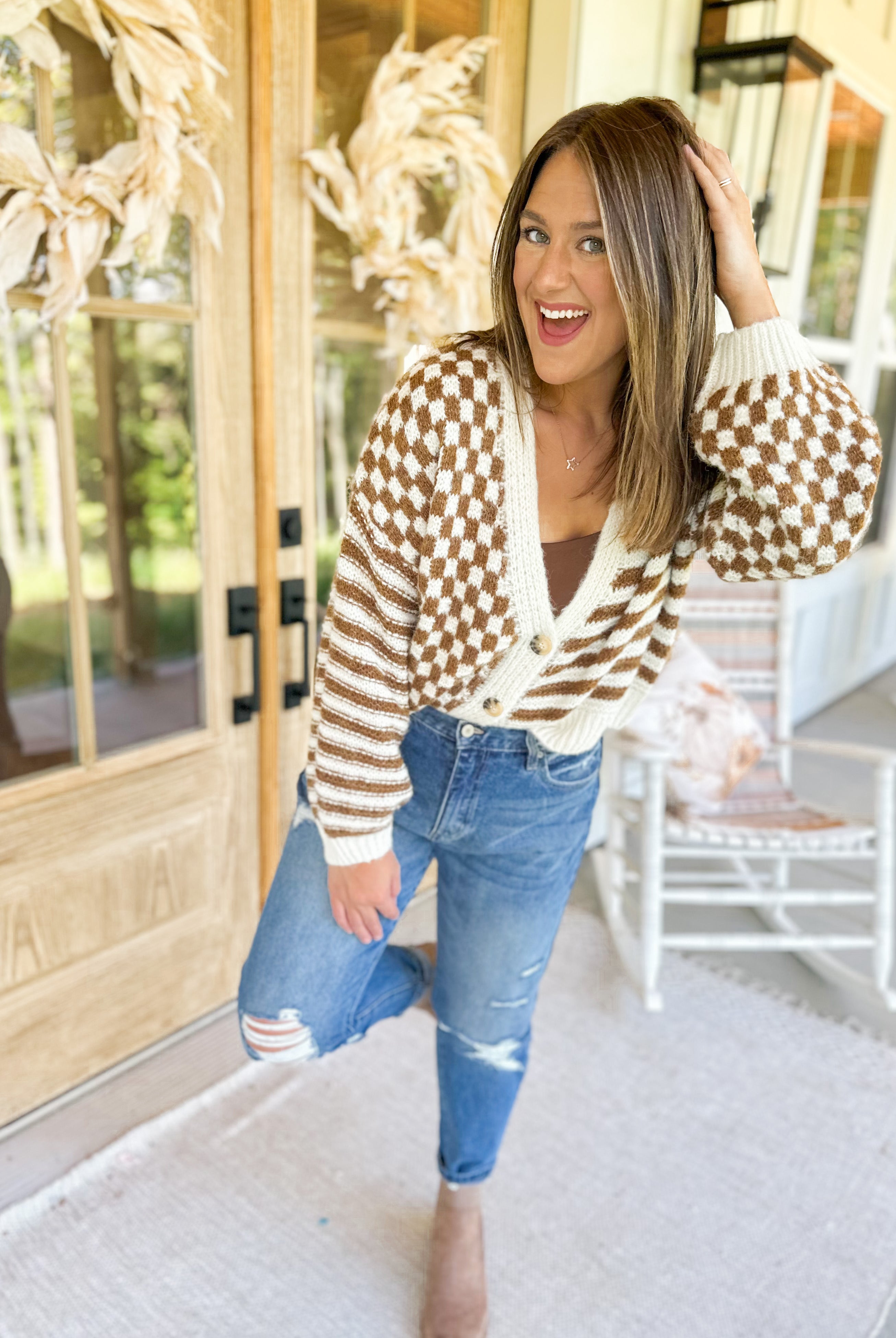 Maverick Striped and Checkered Cardigan - Be You Boutique