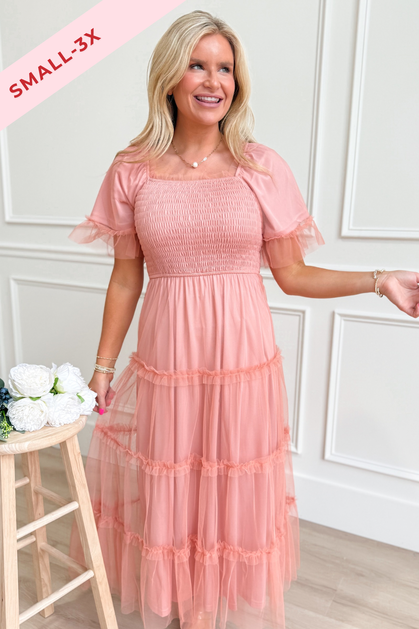 Shallow Mesh Sleeve Midi Dress - Be You Boutique