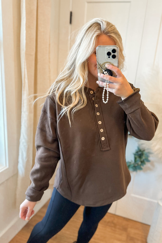 Andi Loose Fit Henley Long Sleeve Top - Be You Boutique