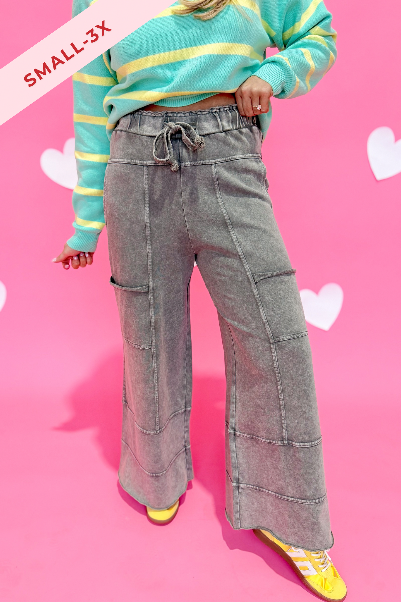 Bradley Mineral Washed Terry Knit Wide Leg Pants [S~3X] - Be You Boutique