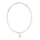 Enewton 3mm aquamarine signature cross gold charm bracelet with classic design, featuring a delicate gold chain and gemstone cross pendant.
