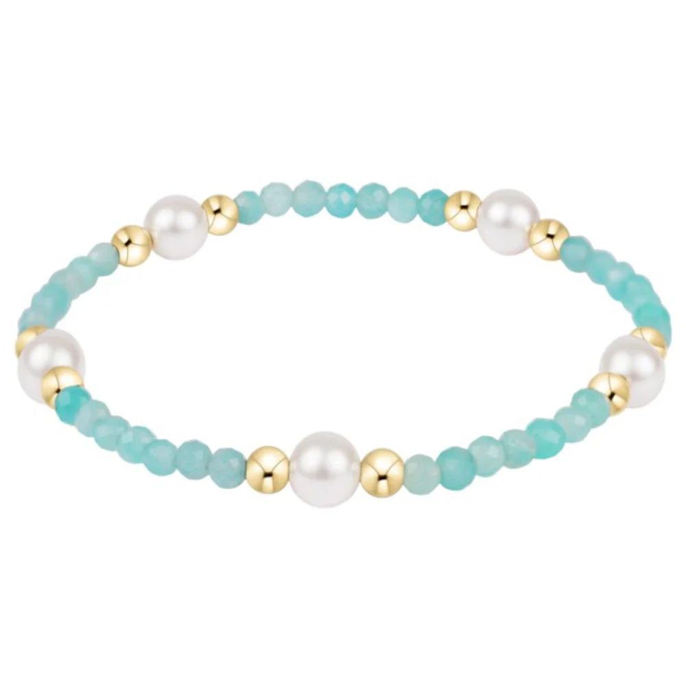 Enewton 6mm Amazonite pearl gold bracelet featuring amazonite beads and gold accents, elegant jewelry accessory.