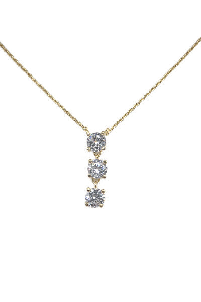 Gold Triple CZ Drop Necklace - Be You Boutique