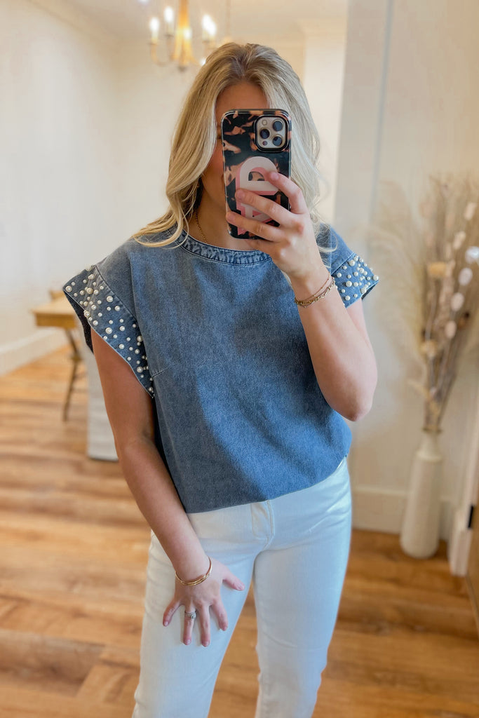 Janice Denim and Pearl Top - Be You Boutique