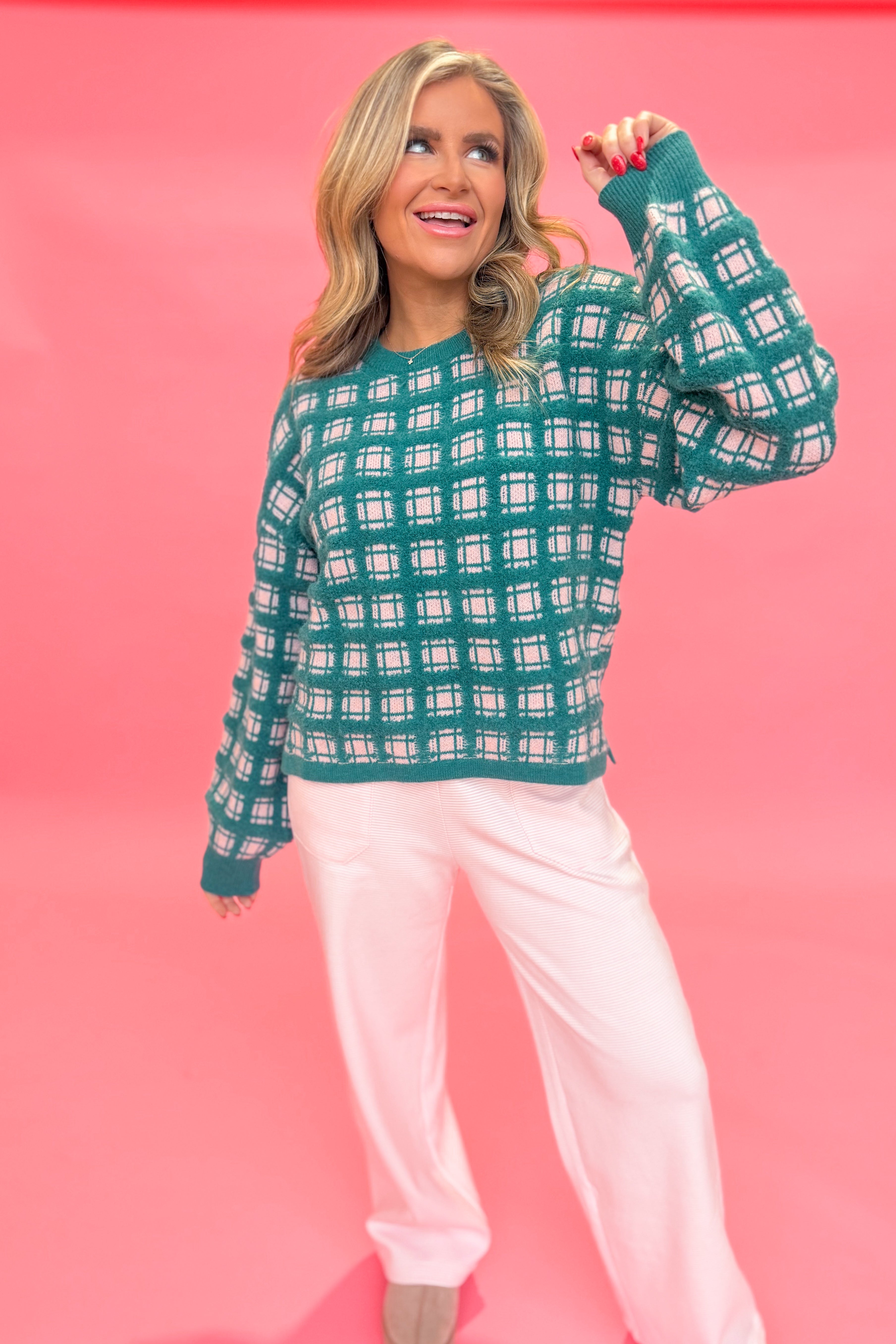 Loretta Plaid Chunky Knit Sweater - Be You Boutique
