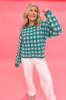 Loretta Plaid Chunky Knit Sweater - Be You Boutique