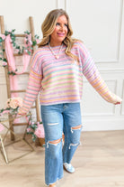 Sophie Multi Striped Round Neck Sweater - Be You Boutique