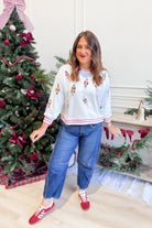 Mary Square Millie Nutcracker sequin pullover sweatshirt with festive nutcracker graphic and sparkling details