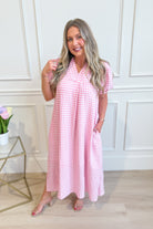 UMGEE USA Tonya plaid printed midi dress featuring a stylish plaid pattern and a midi length, perfect for dressy occasions.