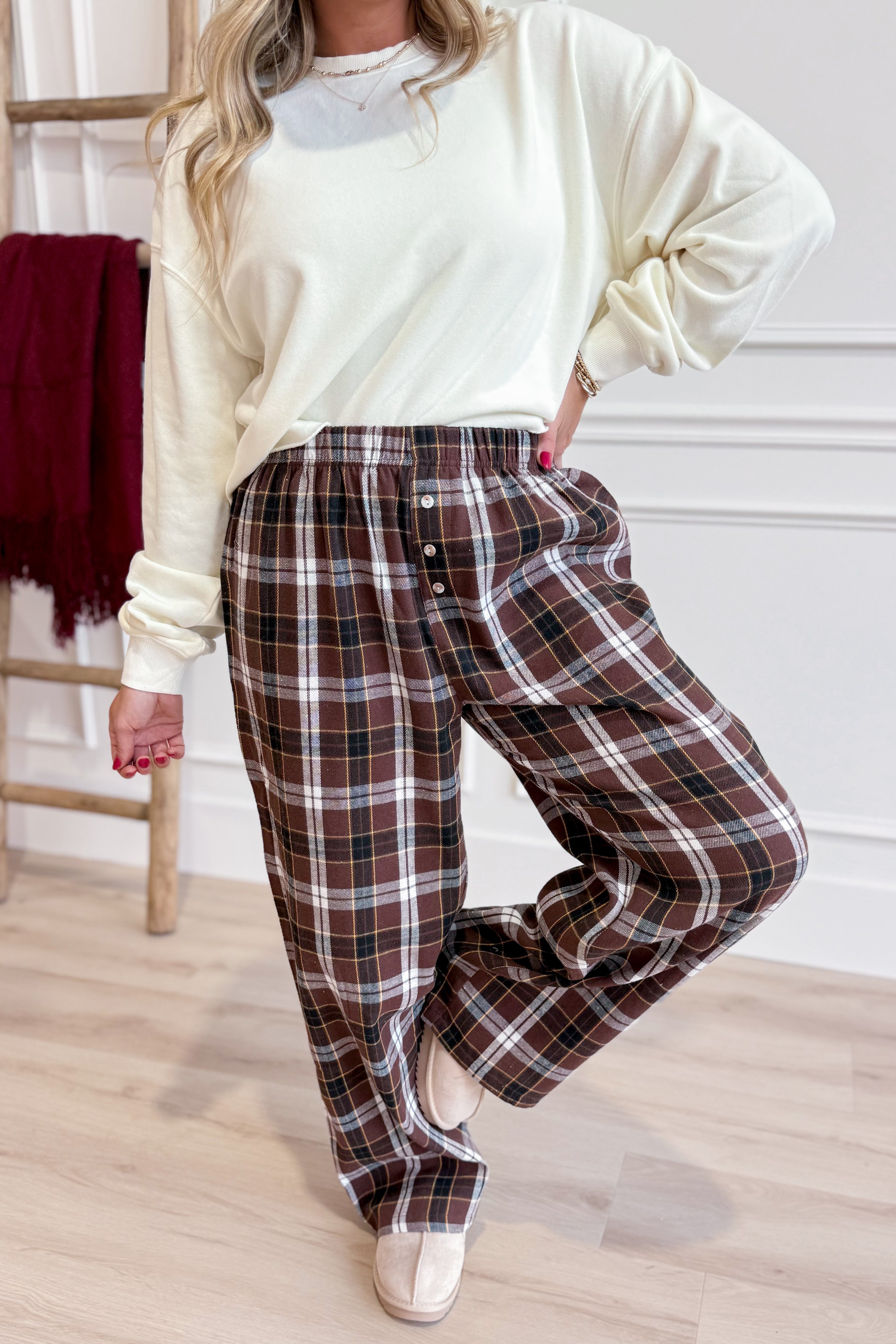 Chris Plaid Elastic Waist Pant - Be You Boutique