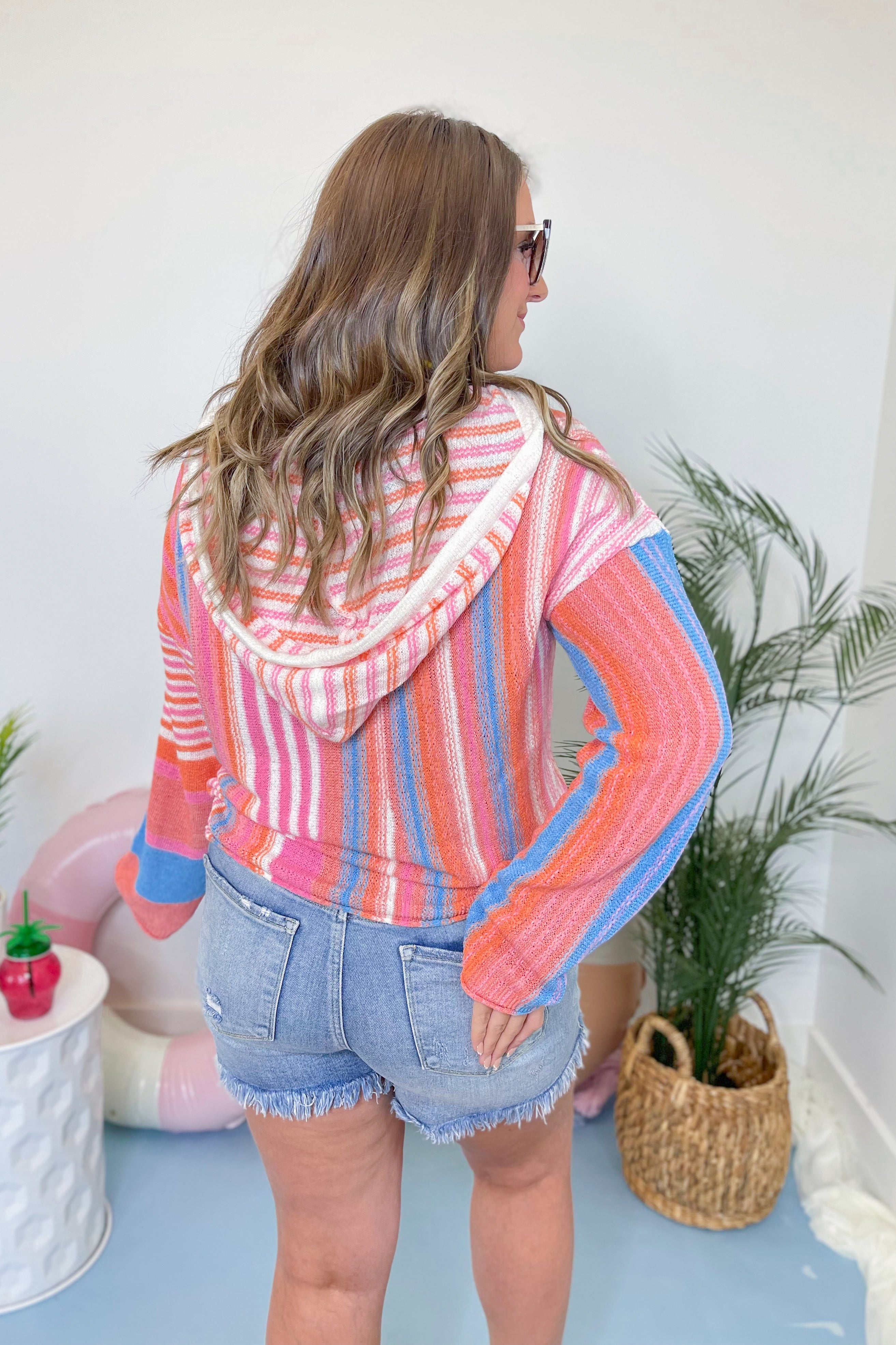 Lucy Striped Knit Hooded Pullover - Be You Boutique