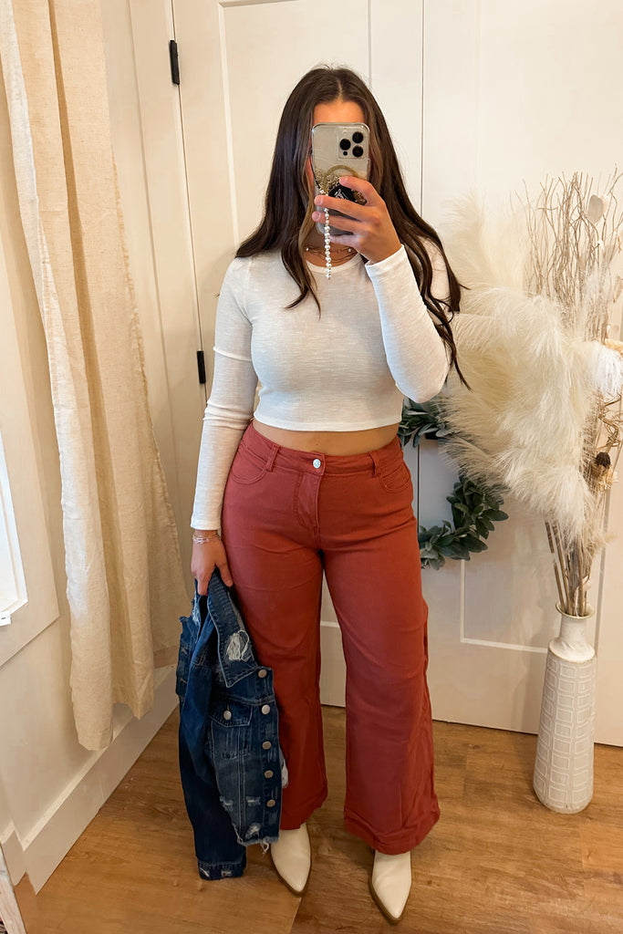 Dara Acid Wash High Rise Wide Leg Pant - Be You Boutique