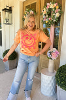 Happy Check Lightening Flower Short Sleeve Graphic Tee - Be You Boutique