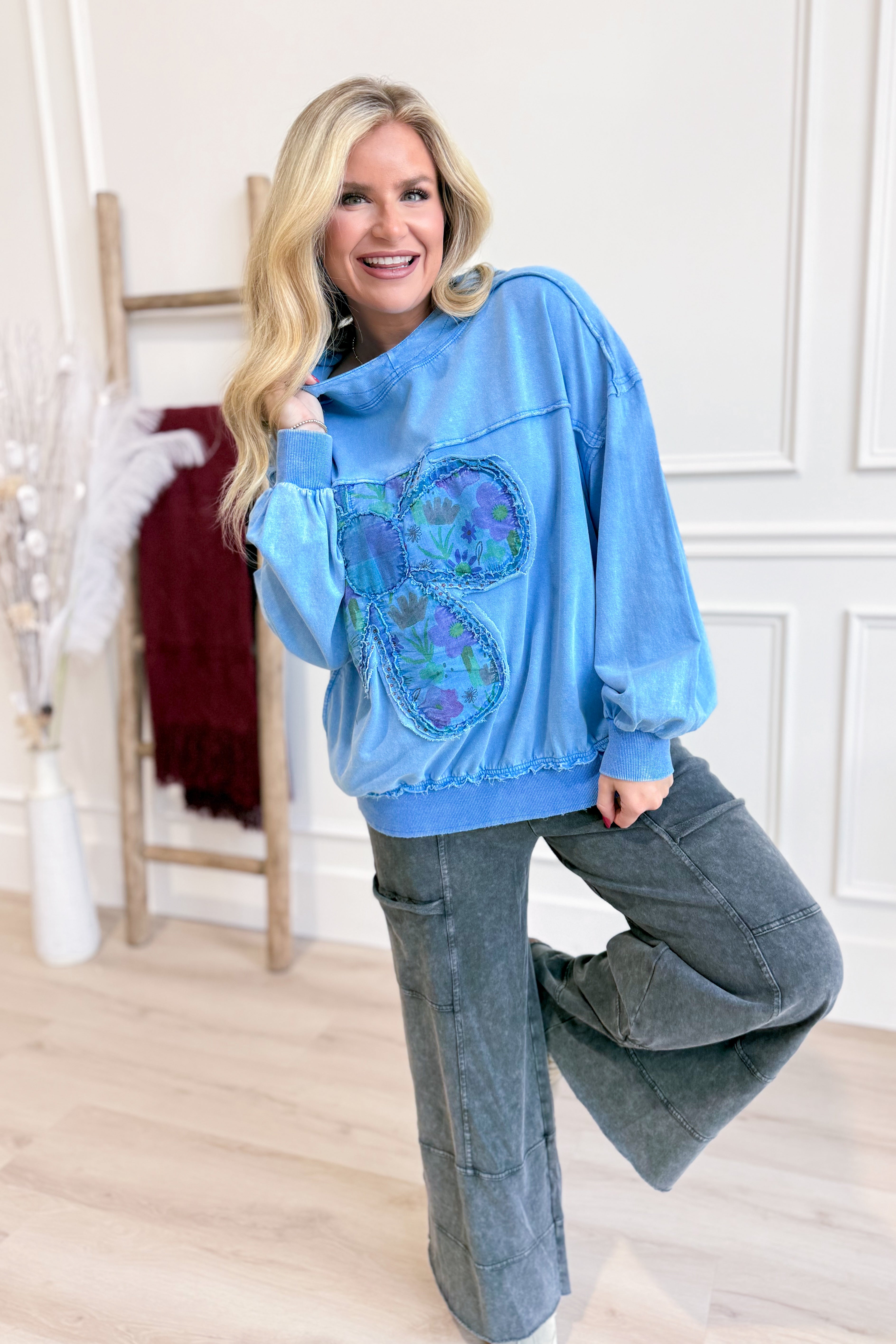 Nora Flower Patch Hoodie Pullover - Be You Boutique