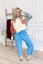 Laney Plaid Mixed Washed Terry Sweatshirt - Be You Boutique