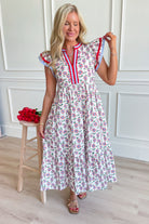 Cheryl Floral Flutter Sleeve Midi Dress - Be You Boutique