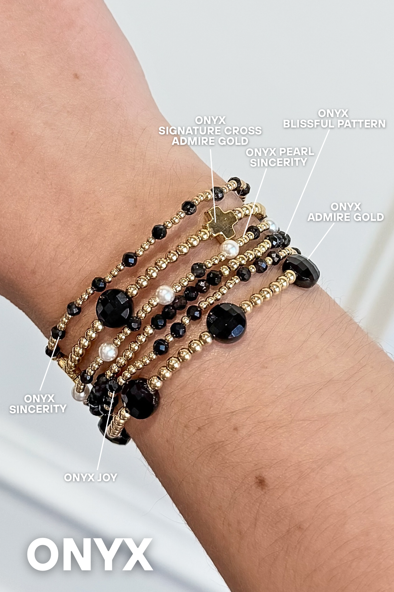 Enewton 2.5mm Faceted Onyx Blissful Pattern Bracelet - Be You Boutique