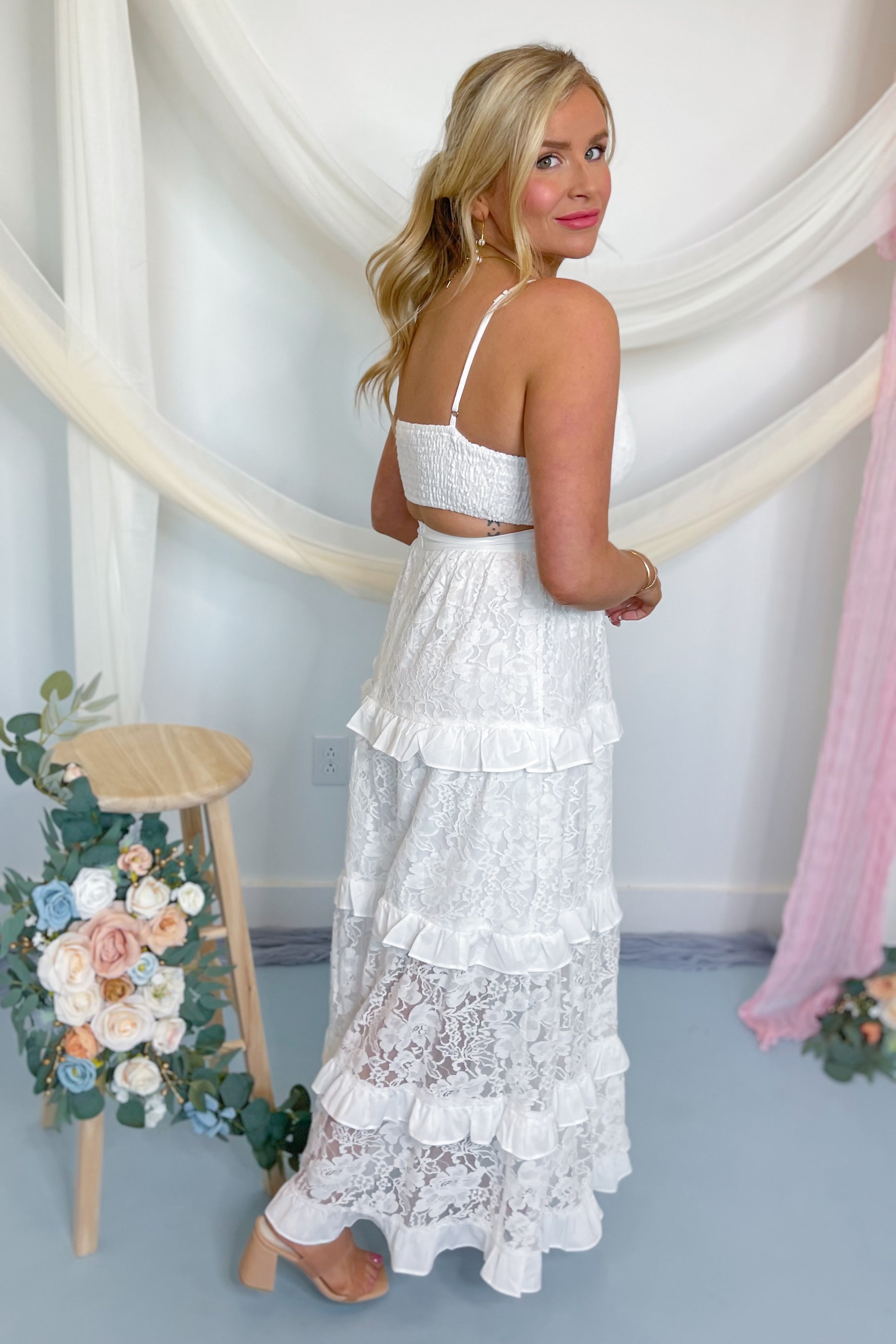 Kit Lace Ruffle Tier Maxi Dress - Be You Boutique