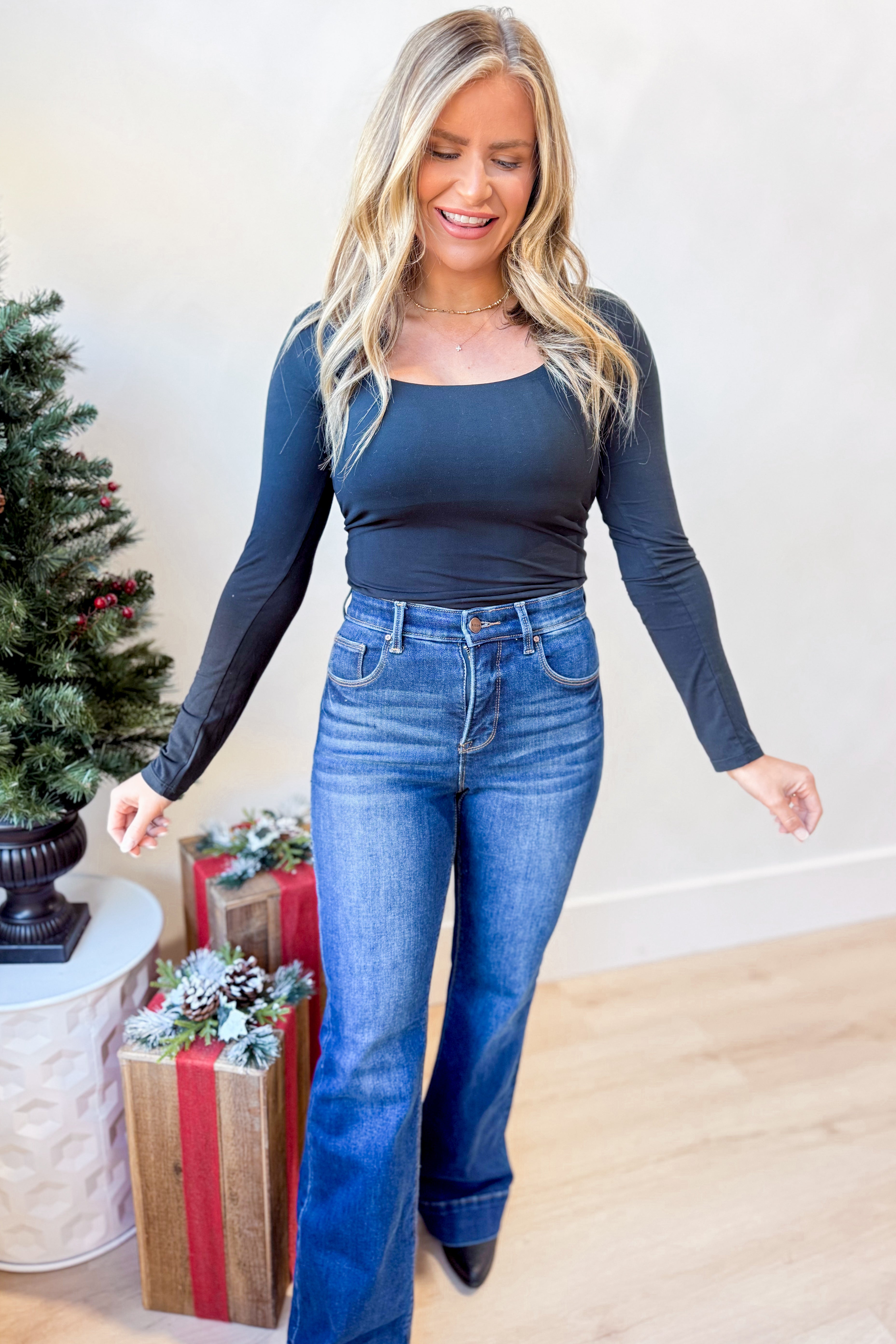 Risen Linus High Rise Tummy Control Flare Jeans [0-3X] - Be You Boutique