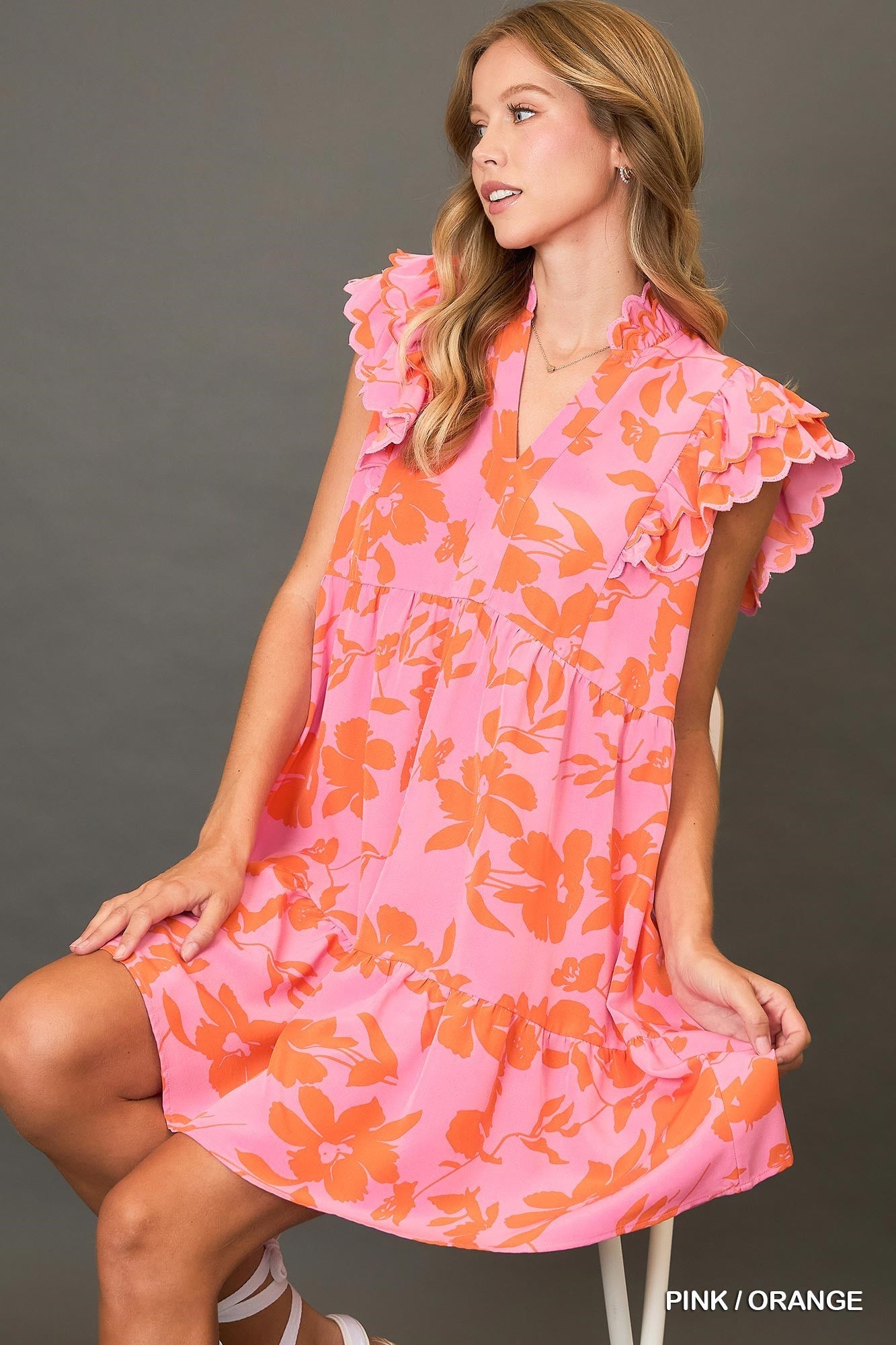 Morgan Two Tone Floral Print Dress - Be You Boutique