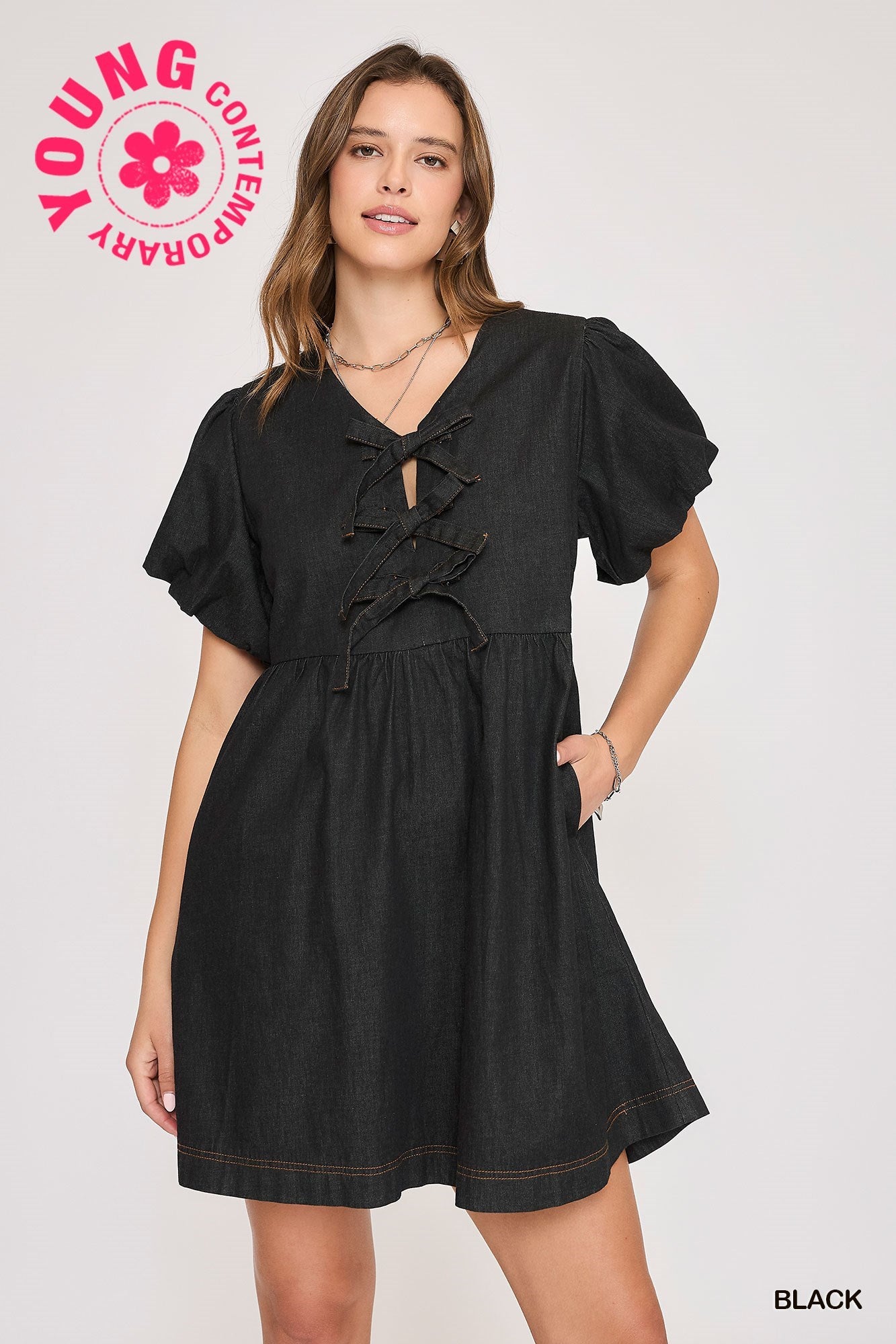 Heather Balloon Sleeve Peplum Dress - Be You Boutique