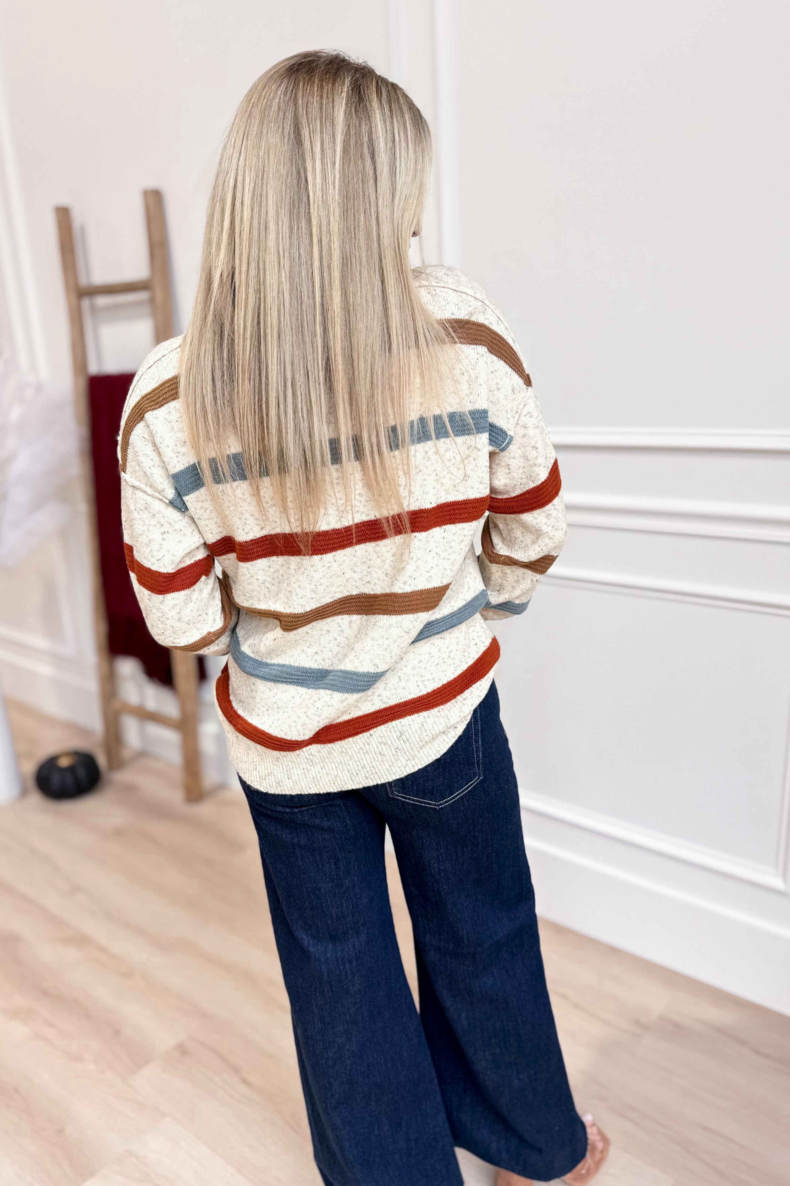 Sabrina Striped Drop Shoulder Long Sleeve - Be You Boutique