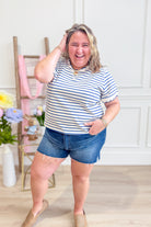 Laura Striped Scallop Trim Top - Be You Boutique