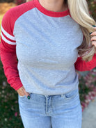 Valerie Long Sleeve Varsity T Shirt Top [S-2X] - Be You Boutique