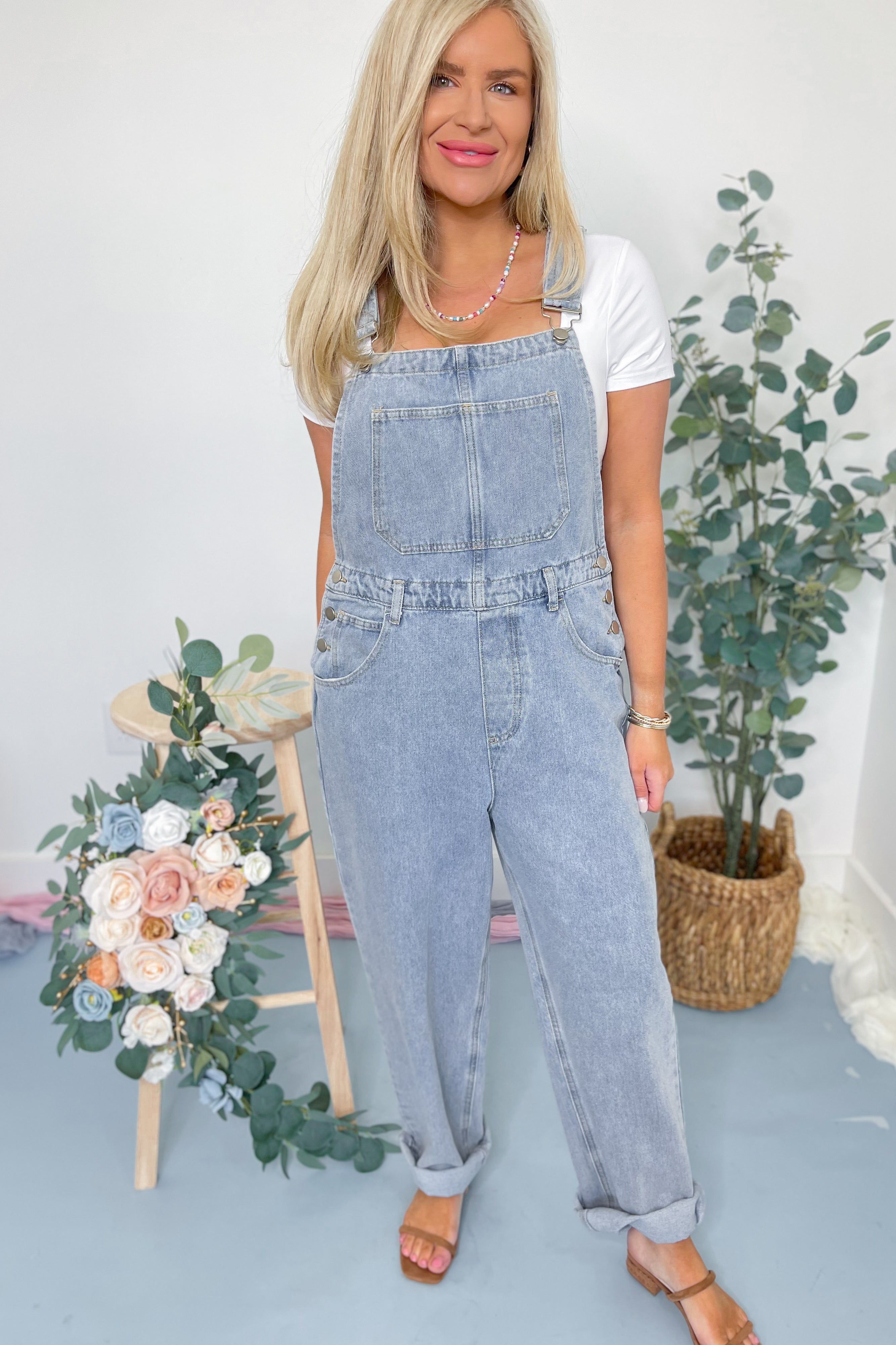 Georgie Washed Denim Overall Jumpsuit - Be You Boutique