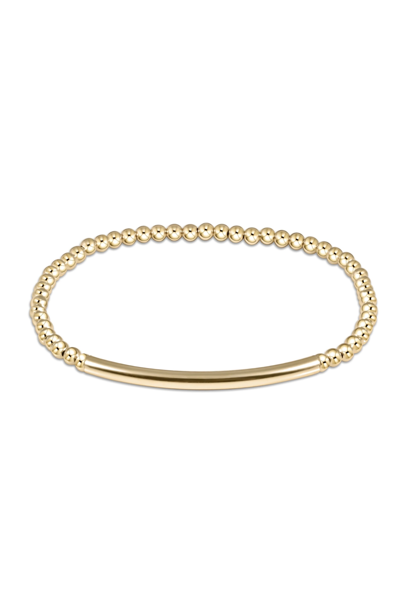 Enewton 3mm classic gold smooth Bliss bar bracelet featuring a sleek, polished gold finish on a delicate jewelry chain.