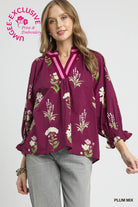 Hannah Floral Print Contrast Trim Blouse **waiting on standard - Be You Boutique