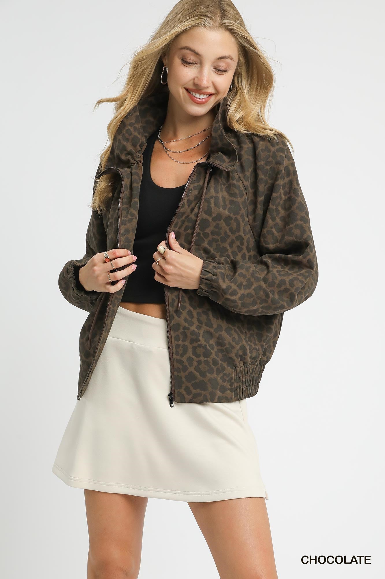Wilma Leopard Print Zip Up Jacket - Be You Boutique