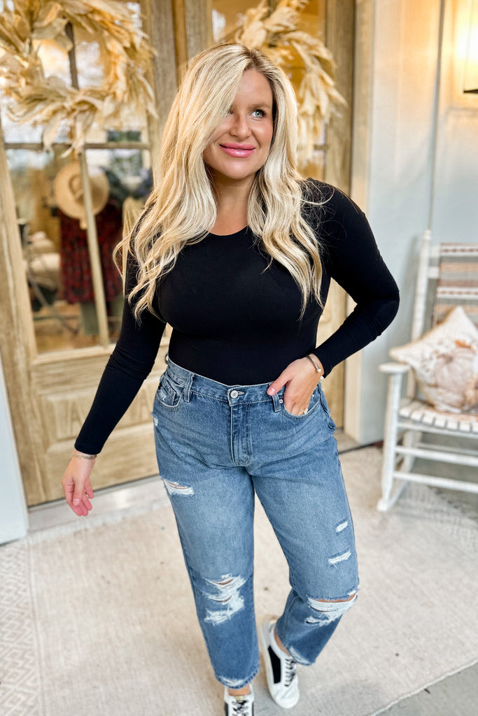 Xavier Yoga Butter Soft Round Neck Long Sleeve Bodysuit Top - Be You Boutique