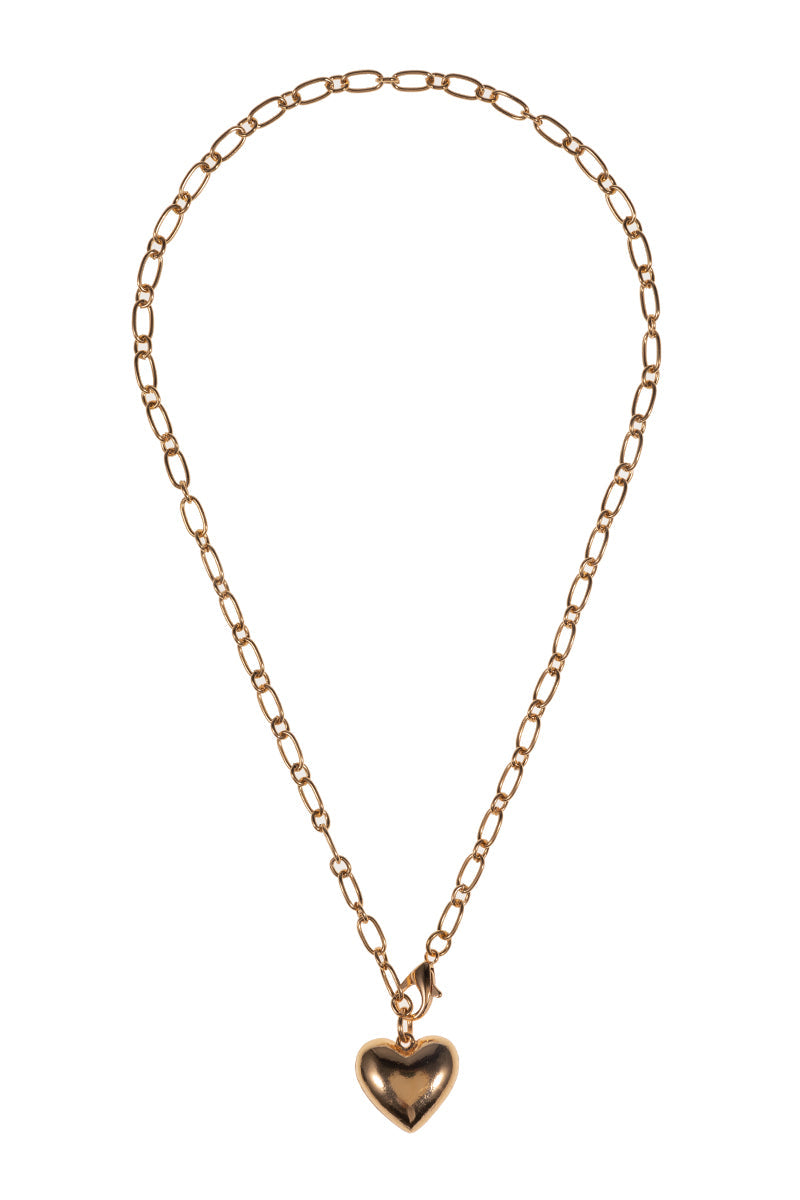 Gold Chain w/ Heart Charm Necklace - Be You Boutique