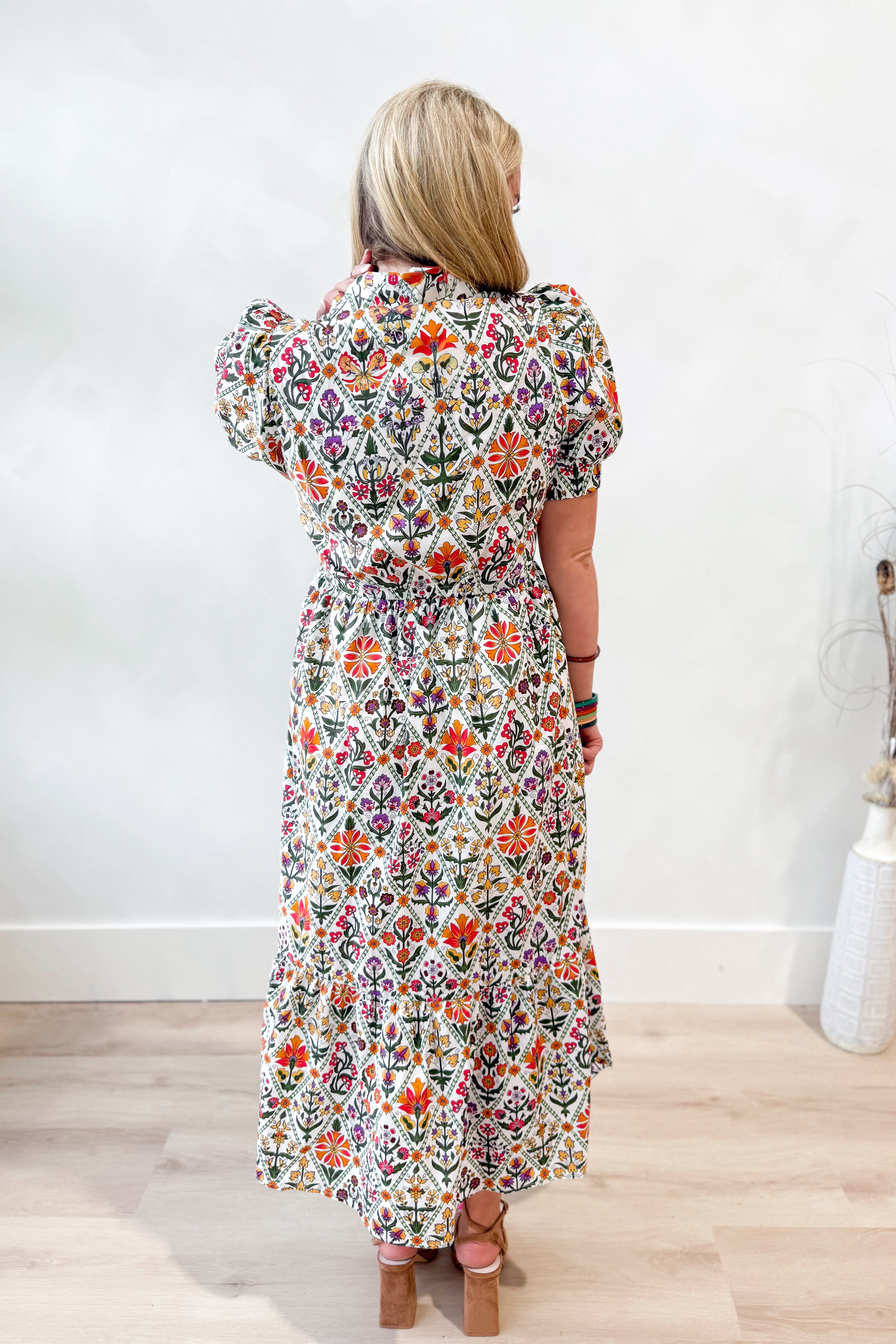 Nancy Charming Printed Midi Dress - Be You Boutique