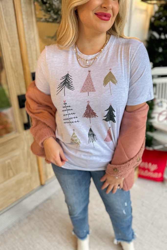 Colorful Christmas Trees Festive Graphic Tee - Be You Boutique