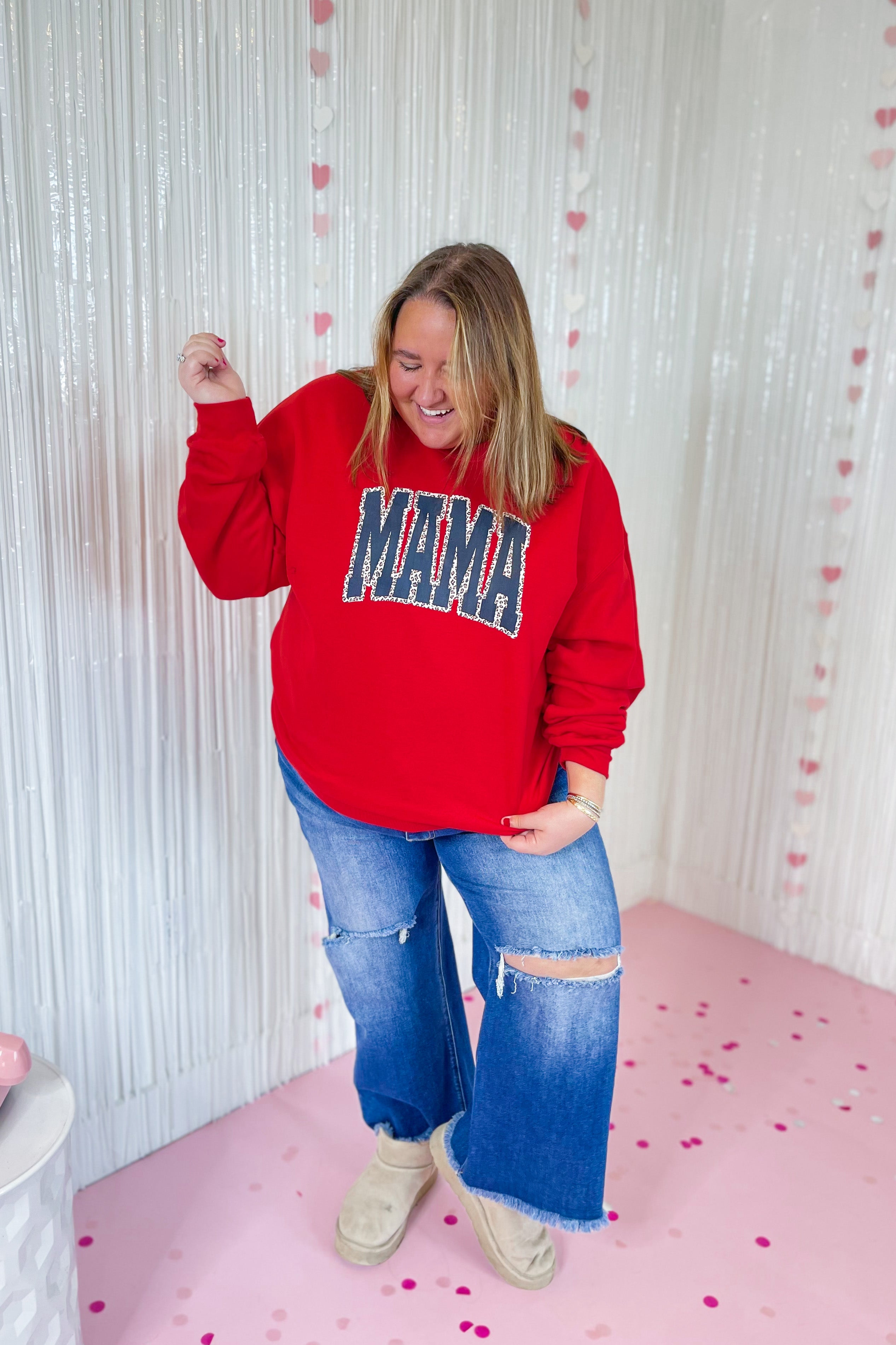 Mama Animal Print Long Sleeve Crew Neck Graphic Sweatshirt *FINAL SALE* - Be You Boutique