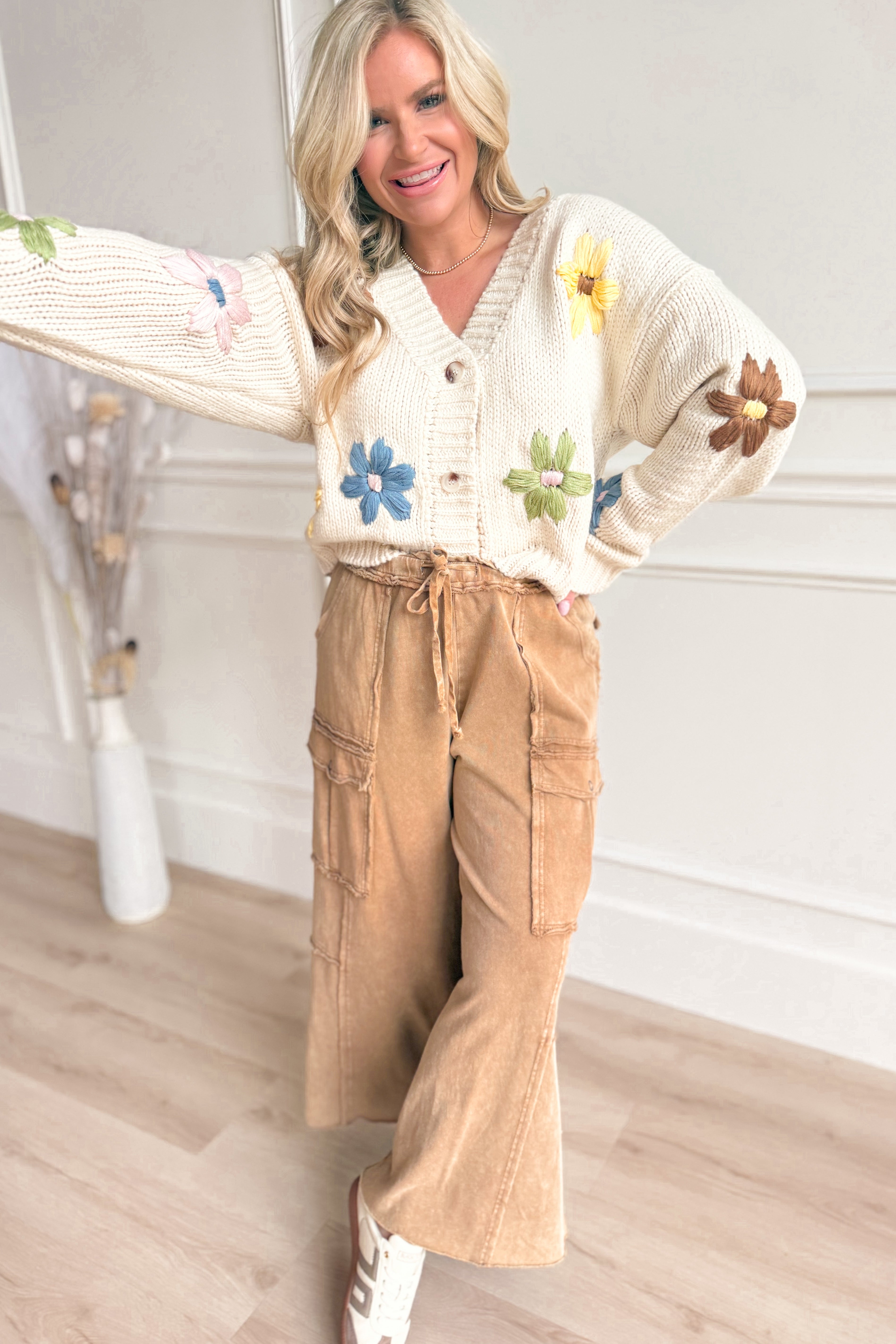 Holly Embroidered Floral Knitted Cardigan - Be You Boutique