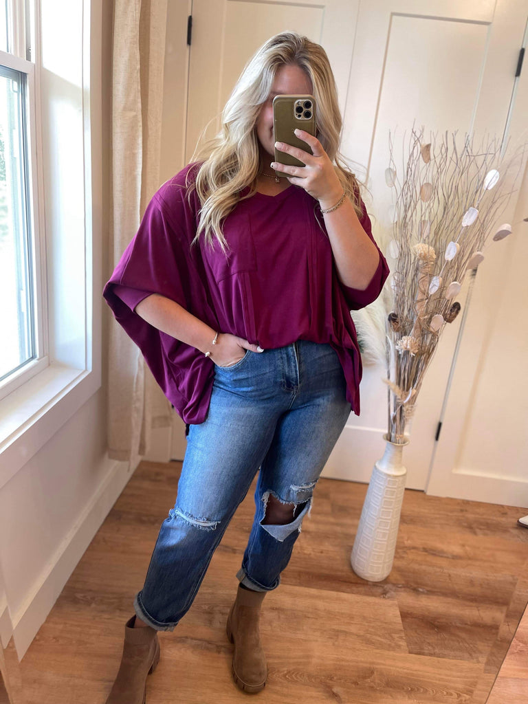 Sawyer Oversized 3 Quarter Sleeve Fun Poncho Knit Top - Be You Boutique