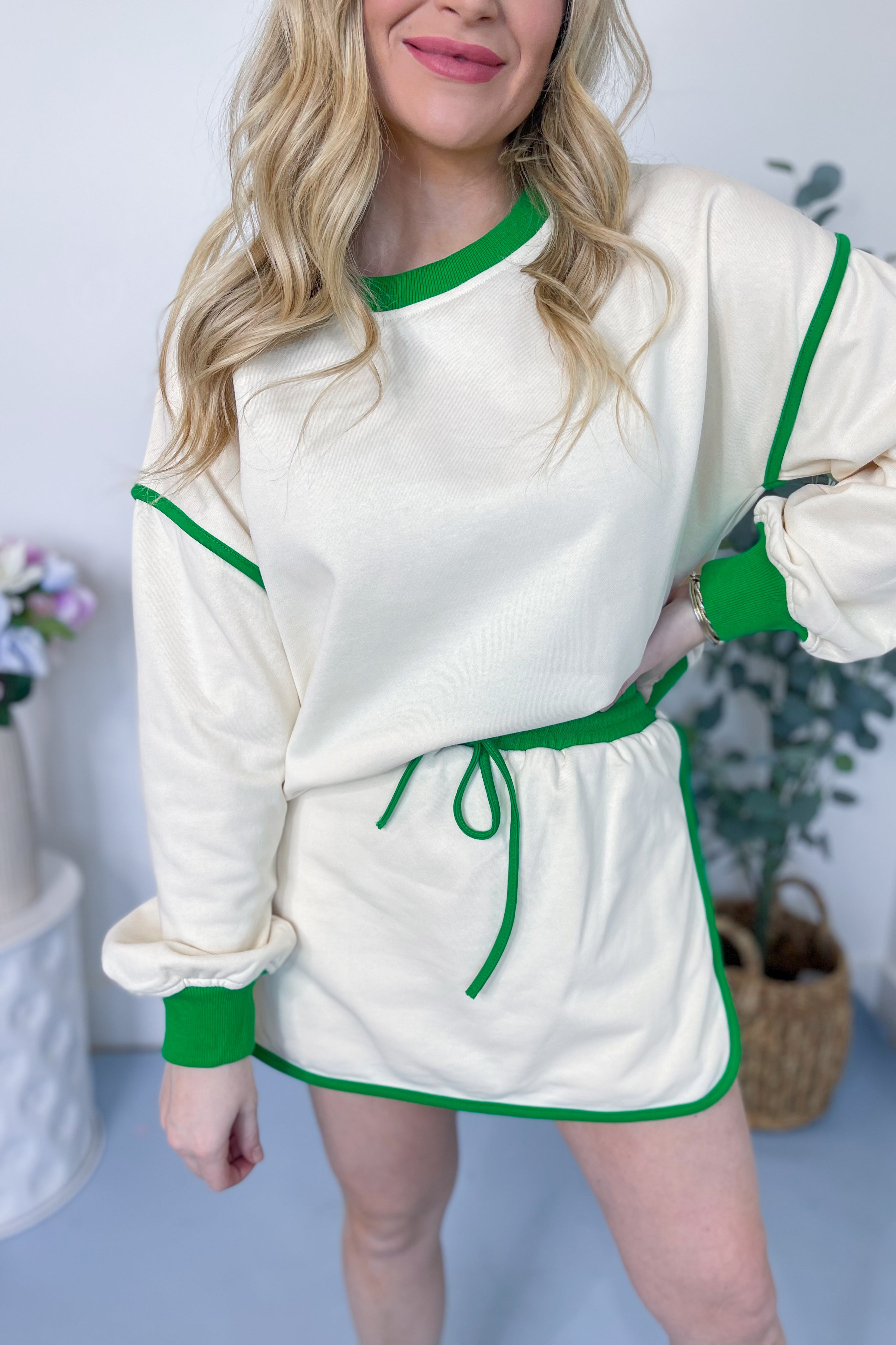 Cindy Contrasting Trim Pullover Skirt Set - Be You Boutique