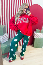 BUCKET LIST Merry striped pattern mock neck graphic sweatshirt in festive multicolor design